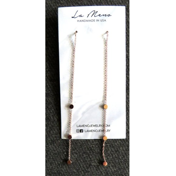 La Meno "Treasure" Dangle Threader Earrings, 18K Rose Gold Plated Over Brass - Picture 2 of 3